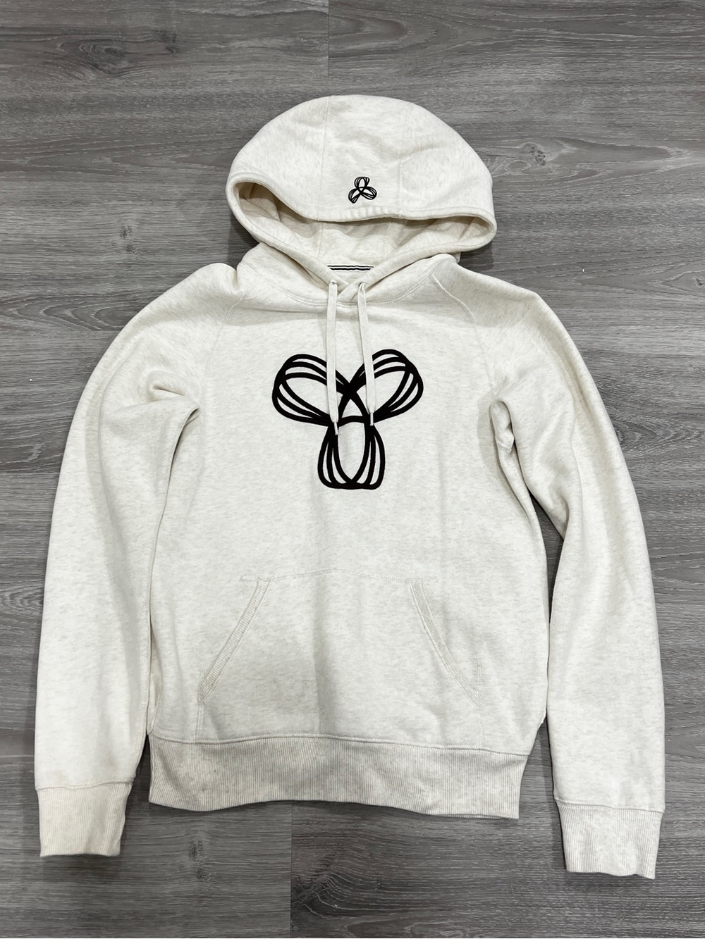 TNA Cream Hoodie with burgundy Logo